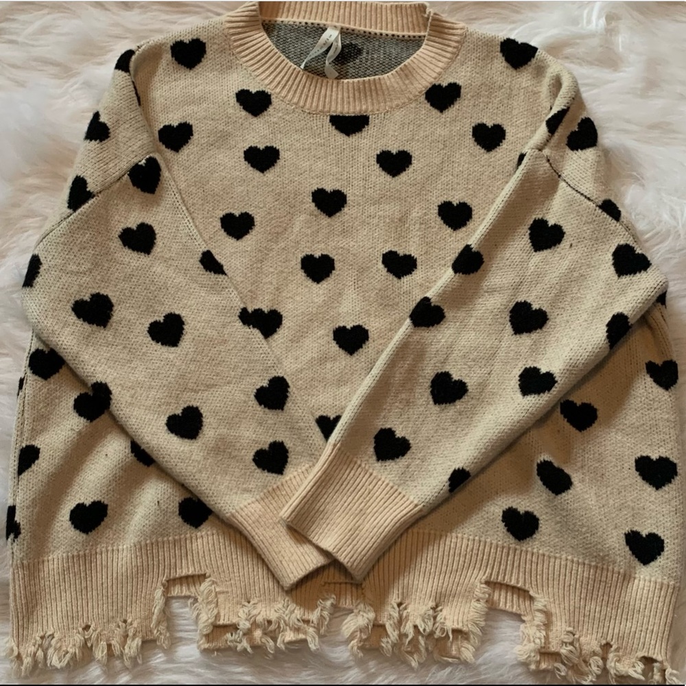 Dreamers By Debut Distressed Heart Sweater